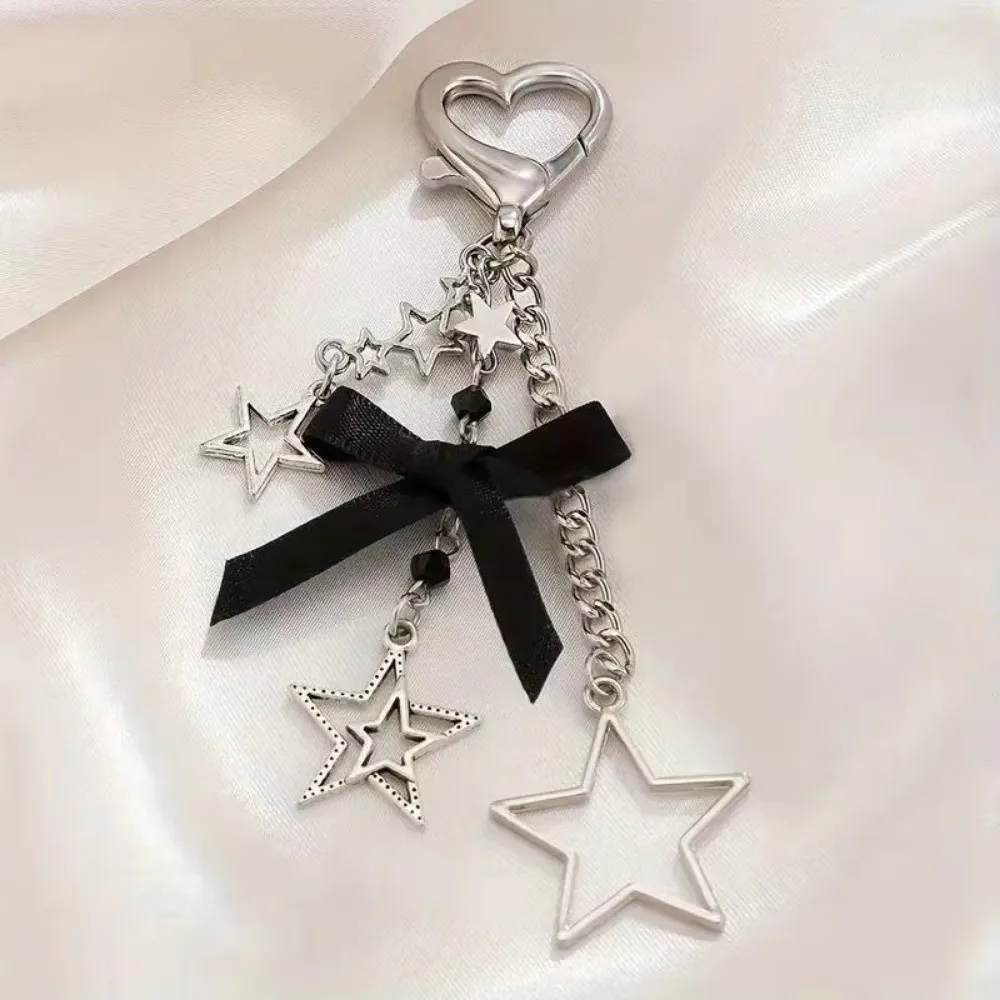 Fashion Five-pointed Star Pendant Keychain Hanging Bowknot Car Trinket Key Holder For Women Girl