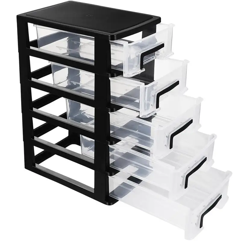 Five-Layer Storage Drawers Organiser Plastic Narrow Stackable Storage Bins With Drawers Dustproof Desktop Storage Case