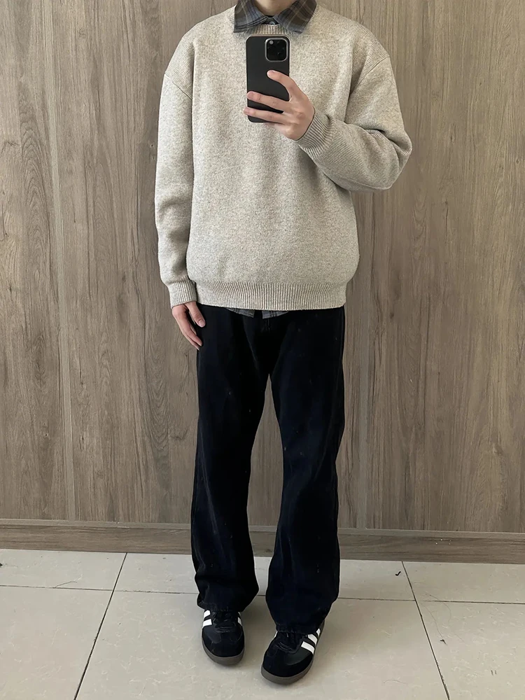 

American Vibe Men's Autumn Winter Fce Lined Loose Fit Bell Bot Jeans High Street Straight Leg Trousers Youth Faion