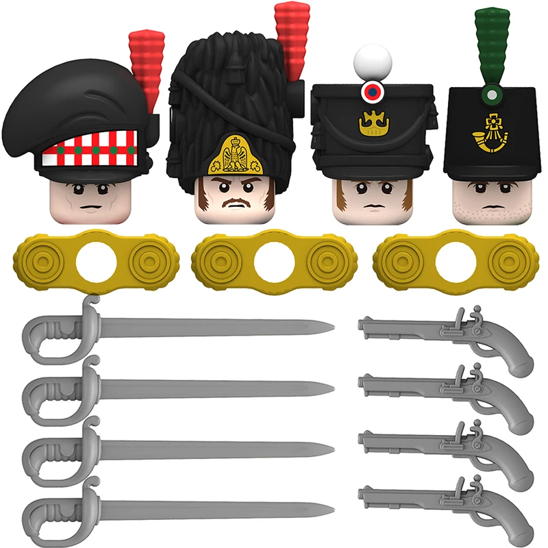 Napoleonic Wars Officer Highland Infantry Old Guard Building Blocks Action Figures Accessories Head Armor Kids Toys N013-016