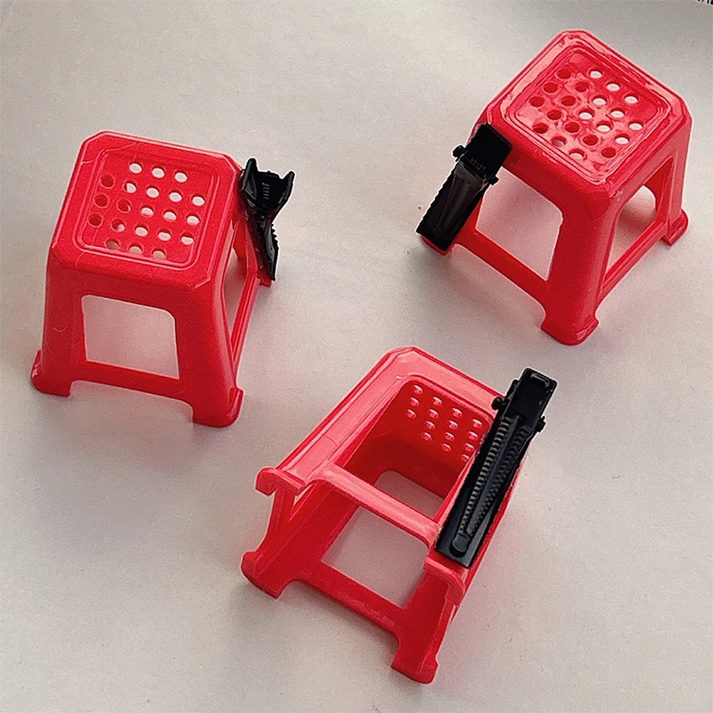 재미있는 독특한 빨간색 의자 머리핀 재미있는 헤어 클립 헤어 액세서리 시뮬레이션