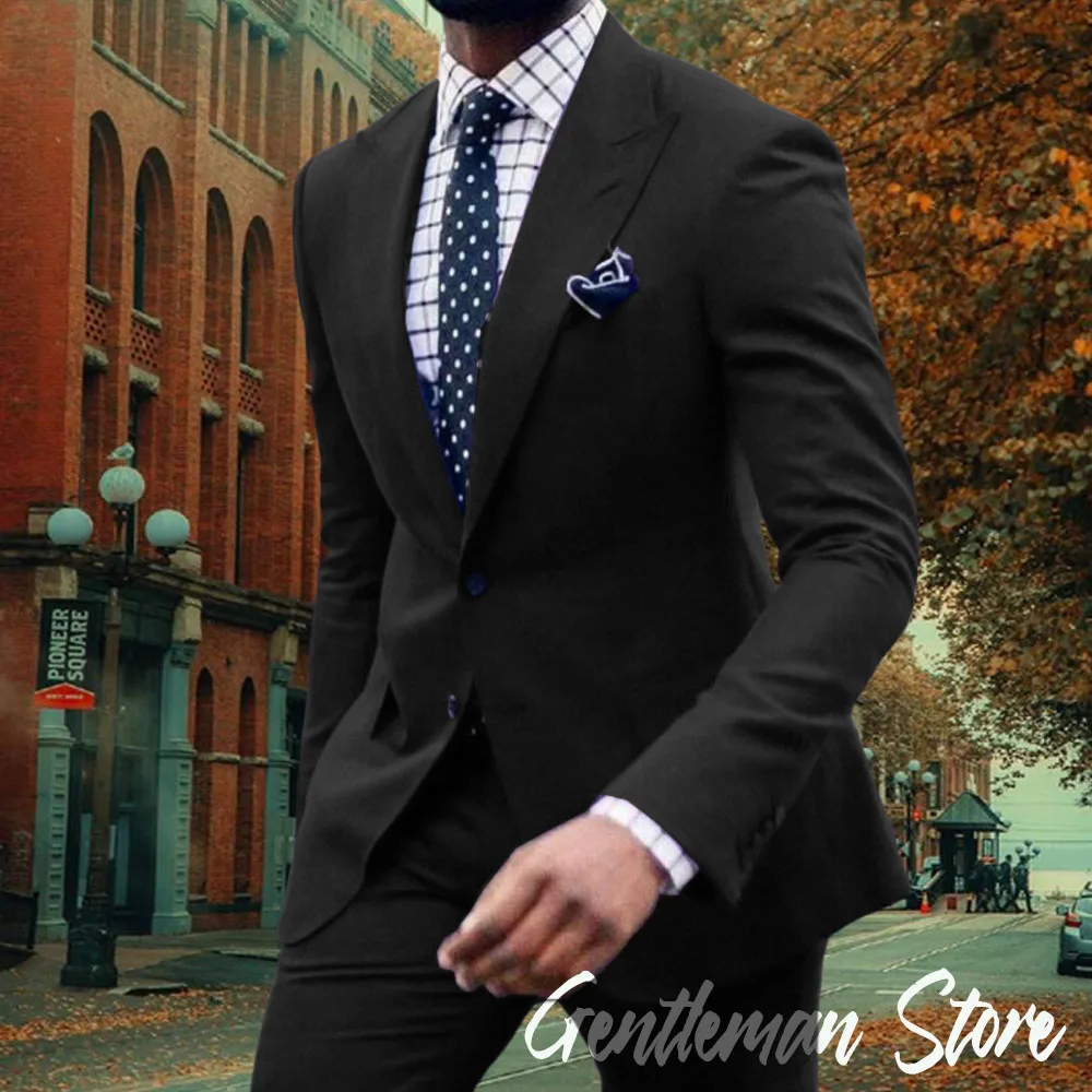 Classic men's business suit 2pc set suit Jacket Suit Pants Single breasted slim fit suit set groom suit set Man tailcoat set