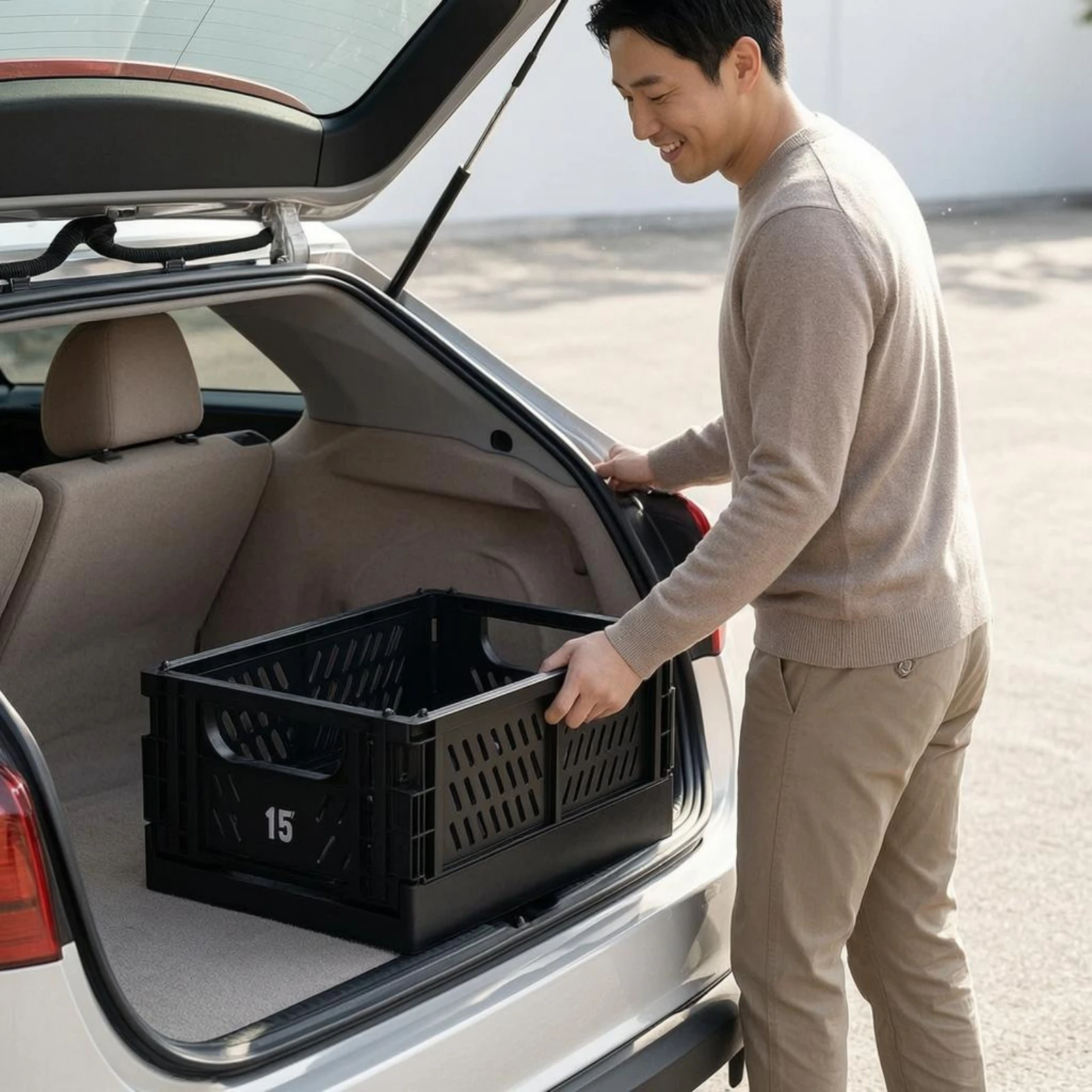 Foldable Storage Crate Rectangular Collapsible Storage Crate Ventilated Basket Space Saving Household Organizer Portable