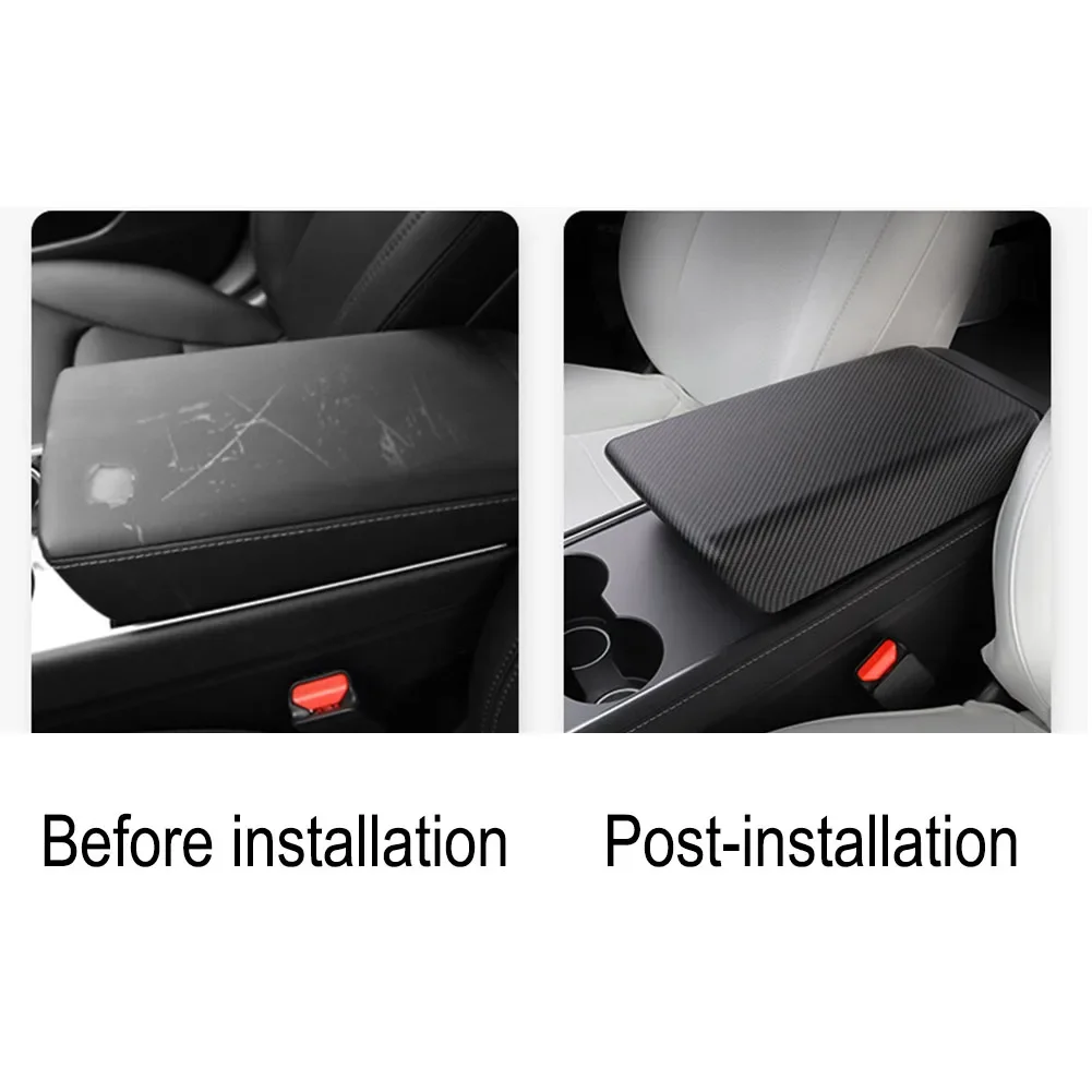 

Carbon Grain Armrest Cover For Tesla For Model 3 For Model Y Highland​ 2025 2025 Hot Sale Brand. New And High Quality