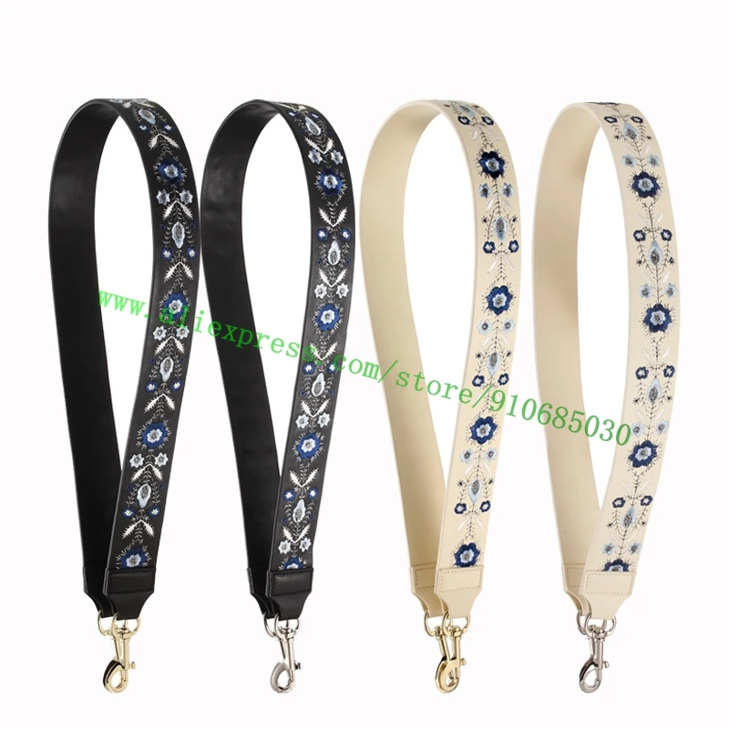 Top Grade Real Calf Leather Embroidery Bag Strap For Lady Designer Handbag Purse Women Shoulder Carry Belt Replacement