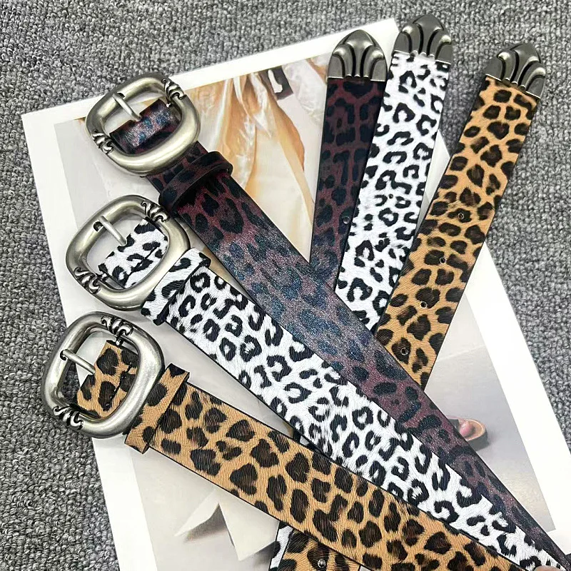 Cinturón con estampado de leopardo para mujer, accesorio versátil, Sensation decorativo de alta gama para faldas y pantalones vaqueros, a la moda, novedad de 2025