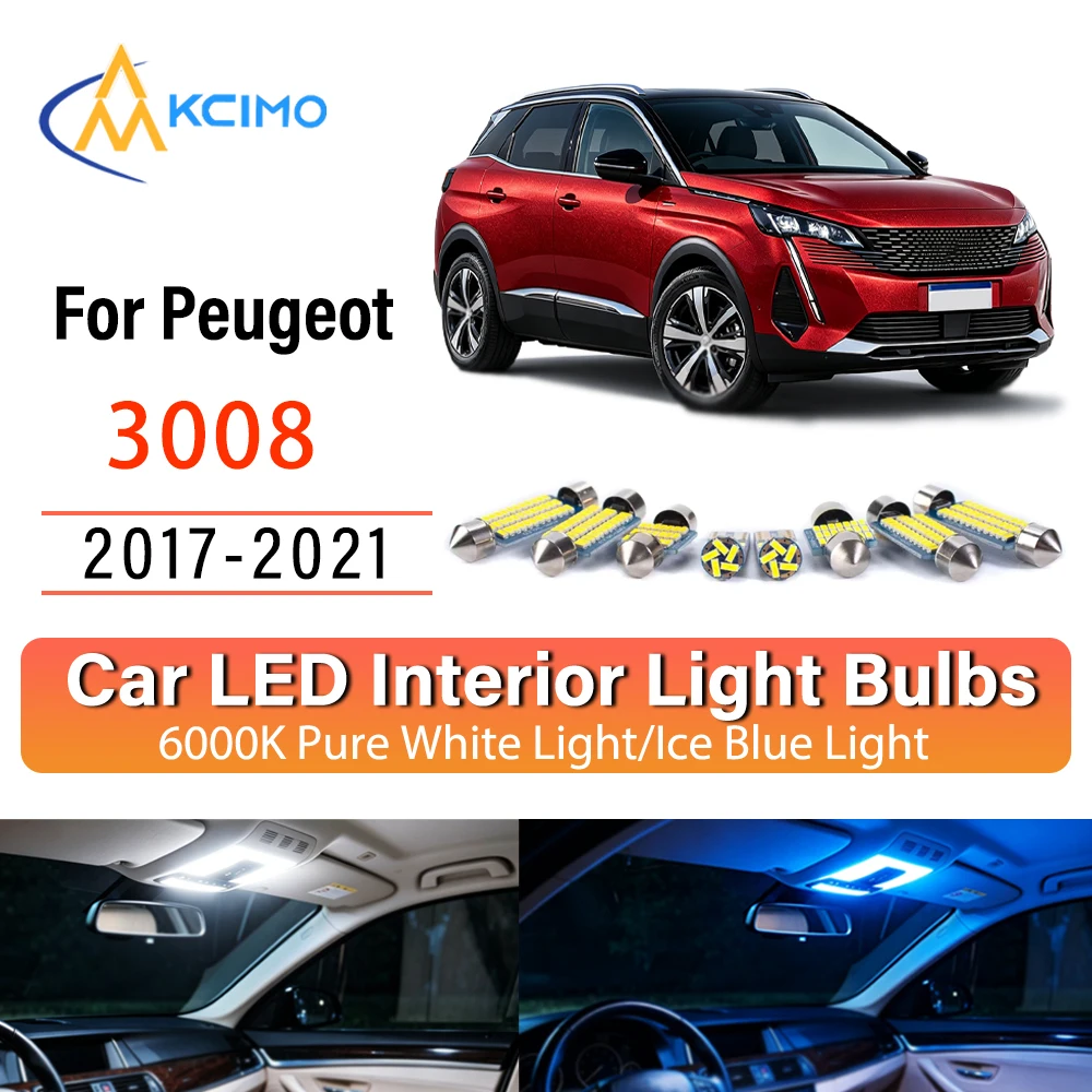 Premium Easy Install LED Interior Lights For Peugeot 3008 2017-2021, Atmosphere Lights Kit, Long Lasting, Blue Light,White Light
