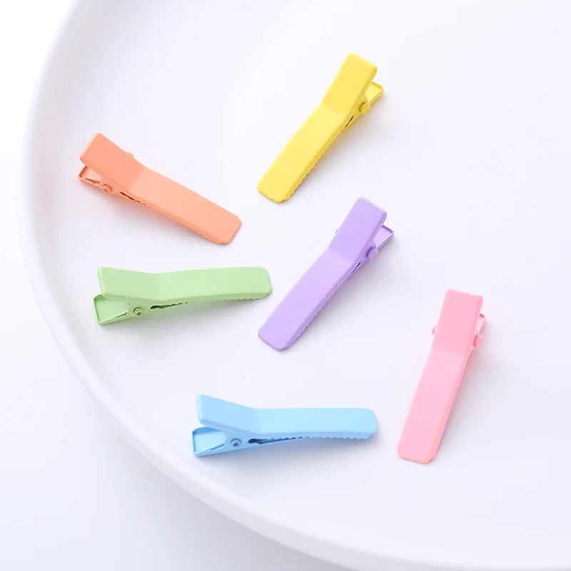 40Pcs/Lot Children Hair Accesories 3.5cm Candy Color Double Pronged Hairpin Paint Frosted One-Word Barrette Cute Girls Headdress