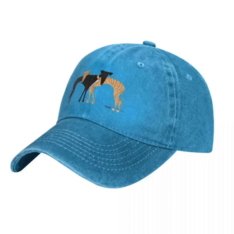 Y2K Greyhound Dog Baseball Head Rest Brindle Hound y2k Funny Women Washed Trucker Hat Breathable Hunting Camping Snapback Cap