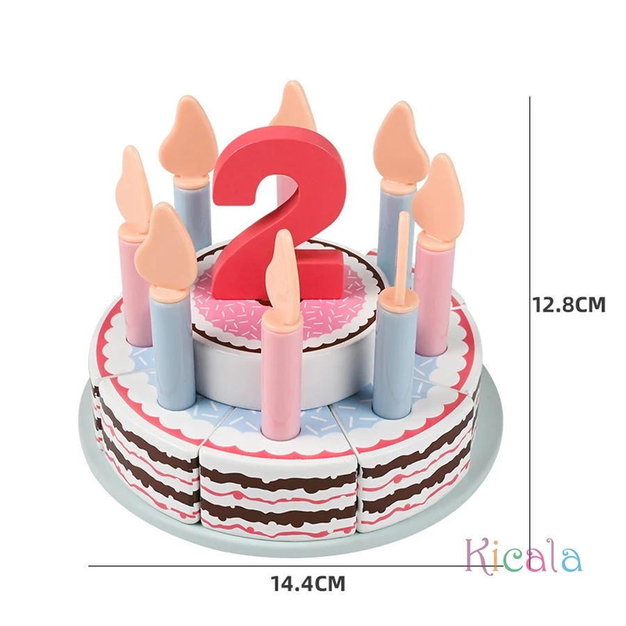 Jouets de cuisine en bois pour enfants, Simulation de gâteau d'anniversaire, jeu de Simulation de coupe de nourriture, jeu de rôle pour enfants, cadeaux pour garçons et filles