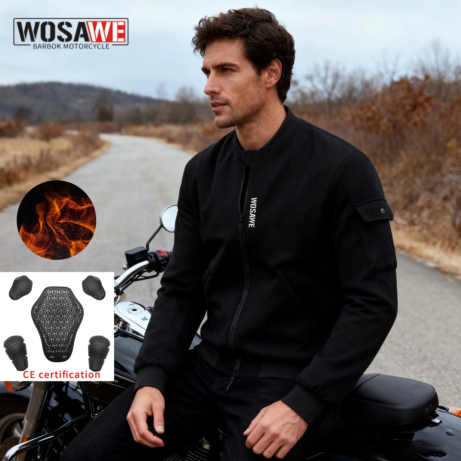 

WOSAWE Men Motorcycle Armor Jacket Coat Winter Warm Male Motorbike Riding Breathable Anti-collision Moto Protective Gear Jacket