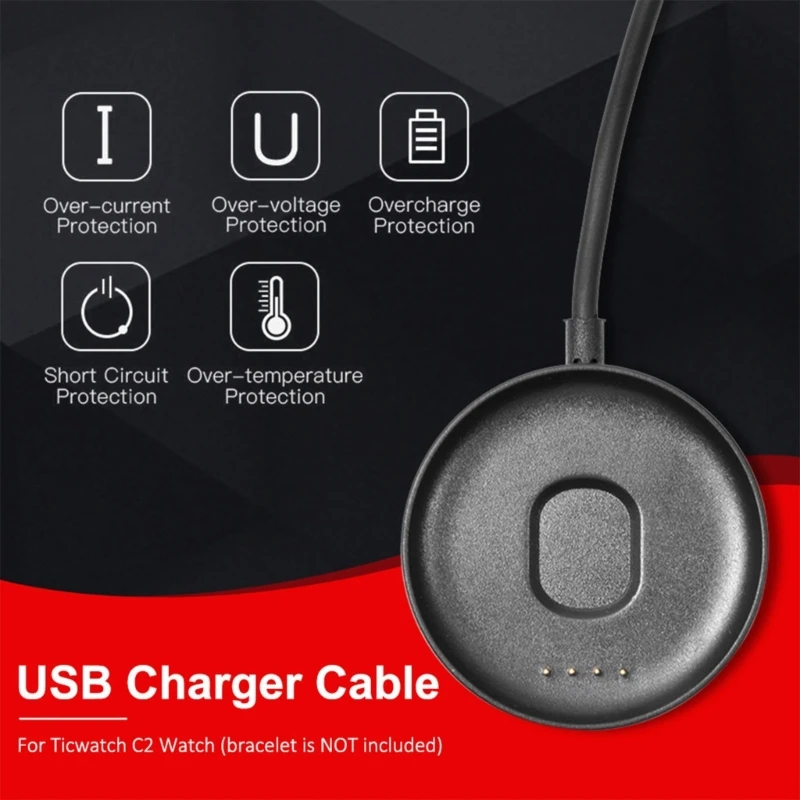 1m USB Charging Cable Cord Wire Magnetic Charger Base for Ticwatch C2 Charger