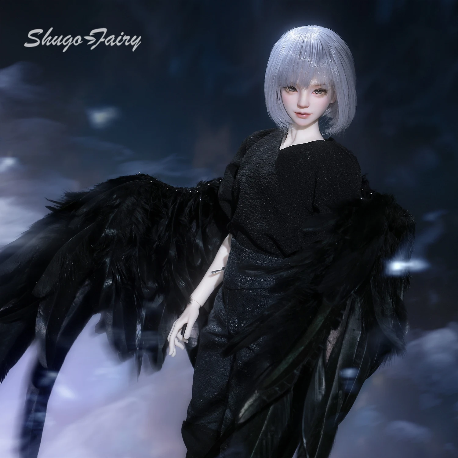 BJD دمية 1/4 آلان مجموعة كاملة القوطية الخيال نمط أنيمي الشكل ديوك الأمير الزي شعر مستعار أجنحة الذكور الشباب الوجه شوغا الجنية MSD