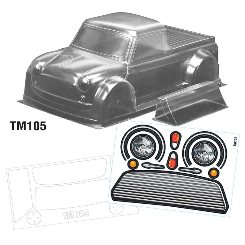 

TeamC Bodies 1/10 Mini Truck Body 225mm Clear Lexan Car Body Shell W/Rear Wing for On Road Model Rc Drift Car M-Chassis