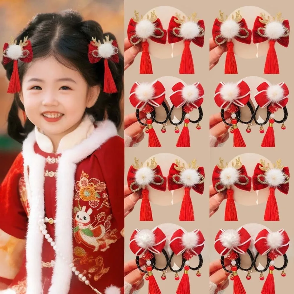 

Cloth Chinese Tassel Fan Hairpin Tassels Bow Japanese Kimono Headwear Kimono Hair Clip Flower New Year Bow Hairpin Women/Kids