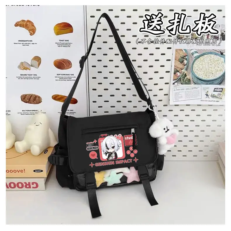 Genshin Impact Crossbody Alikino Scaramouche Unisex Elementary Middle High School Students Versatile Large Capacity Transpare