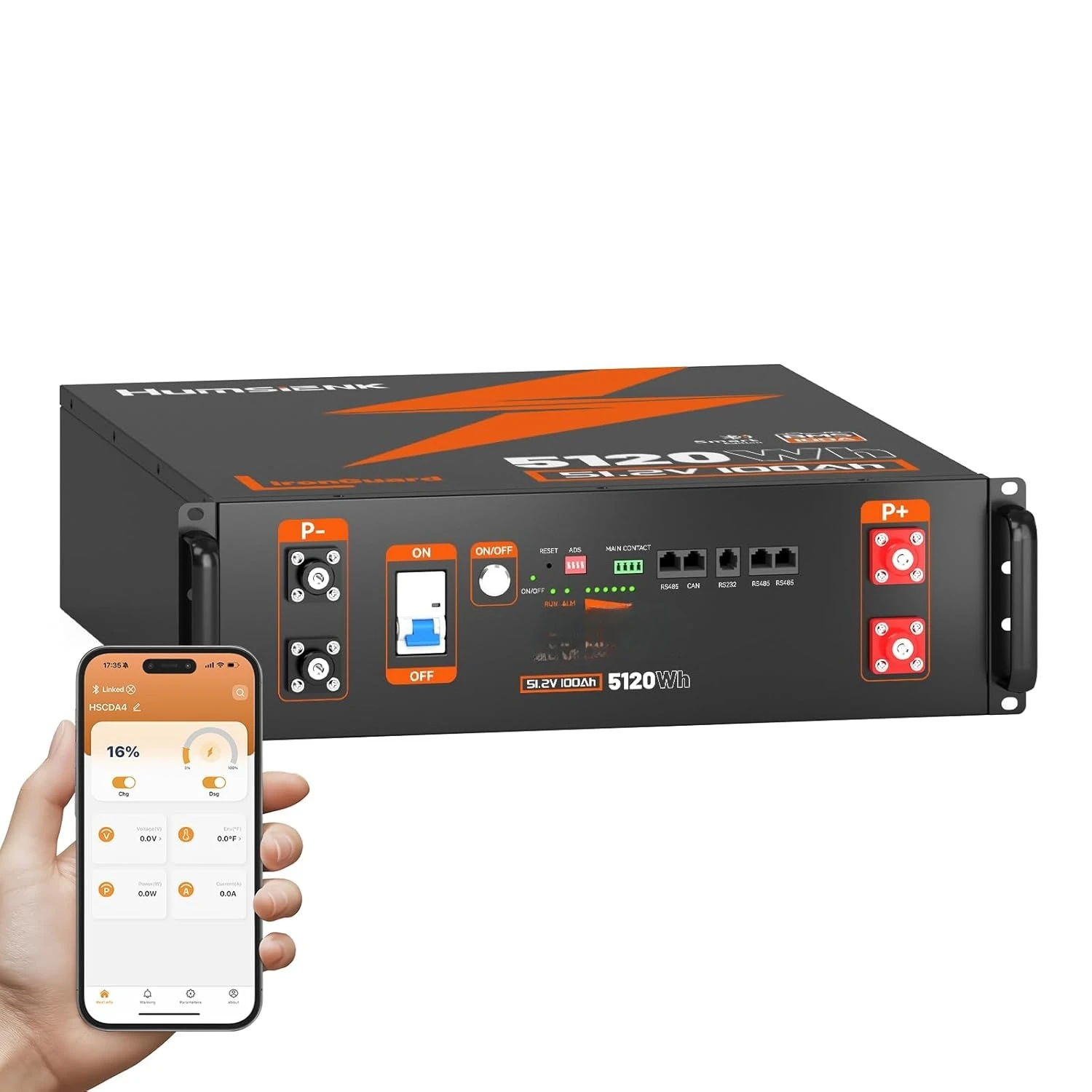 

48V 100Ah LiFePO4 Lithium Battery (Bluetooth) 3U Server Rack with Active Balancing & BYD Cells, Max 5120Wh & 100A, Customized