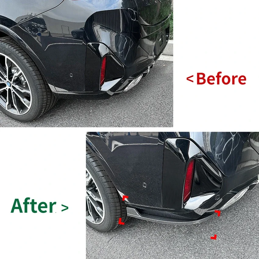 Car Rear Bumper Spoiler Diffuser Side Splitters Strip Lip For BMW X4 G02 LCI M Sport 2018-2023 Accessories Side Skirt Extension