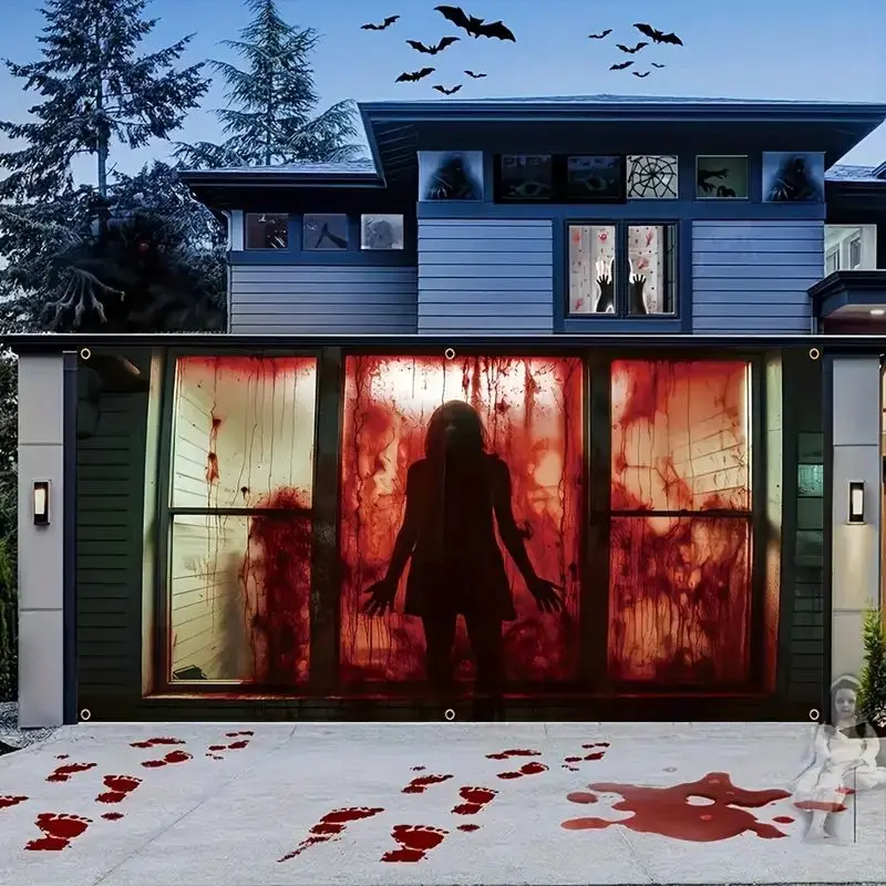 

VIKAMA Хэллоуин ужас и кровавый фон стены, фон для вечеринки стены, гараж, украшение для внутреннего и наружного фестиваля
