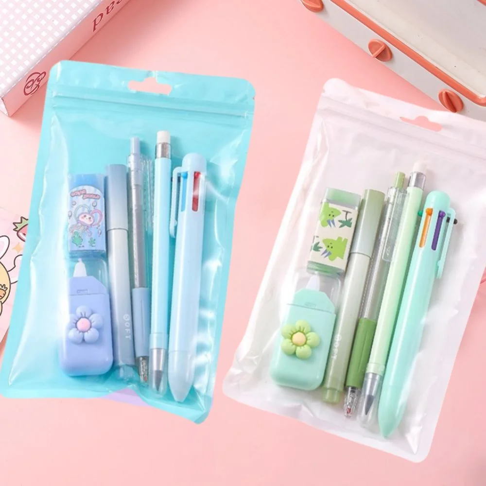 لطيف 6 في 1 مجموعة القرطاسية الكرتون المحمولة ممحاة قلم رصاص العودة إلى المدرسة هدية طفل جائزة تصحيح الشريط لوازم الطلاب