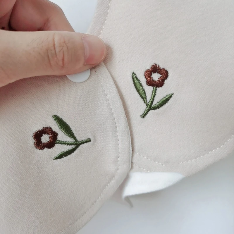 Baby Bib Unisex Breathable Flower Drooling Bib Embroidery Burp Cloth Adjustable Snap Bib 360 Rotatable Bib Saliva Towel Dropship