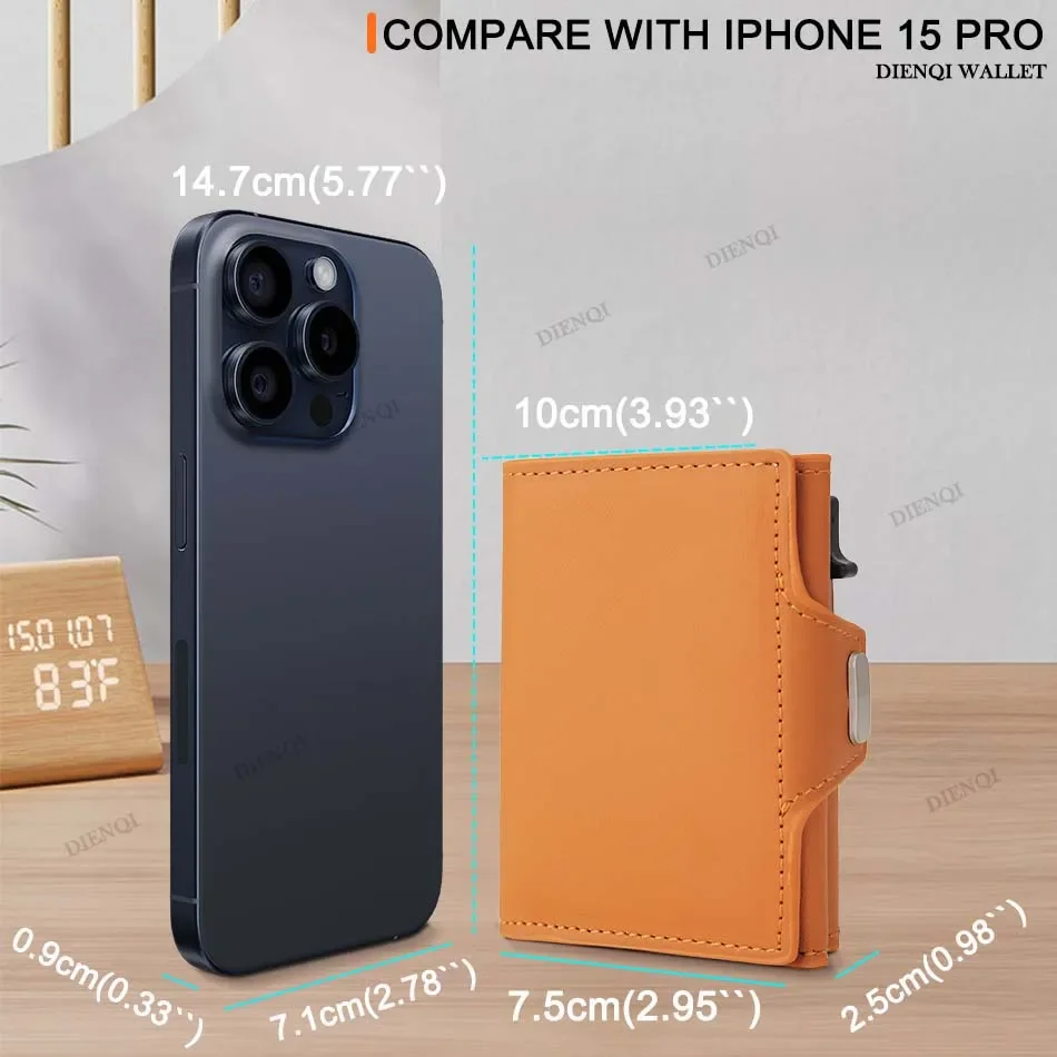 محافظ حجب RFID أوتوماتيكية منبثقة متعددة الوظائف حامل بطاقة الائتمان محفظة جلدية رفيعة للرجال محافظ حقيبة المال مع سحاب