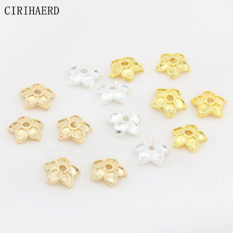 

Multiple Styles Bead End Caps 14K Gold Plated Brass Flower Beads Cap Supplies For Bracelet Necklace Making DIY Jewelry Caps