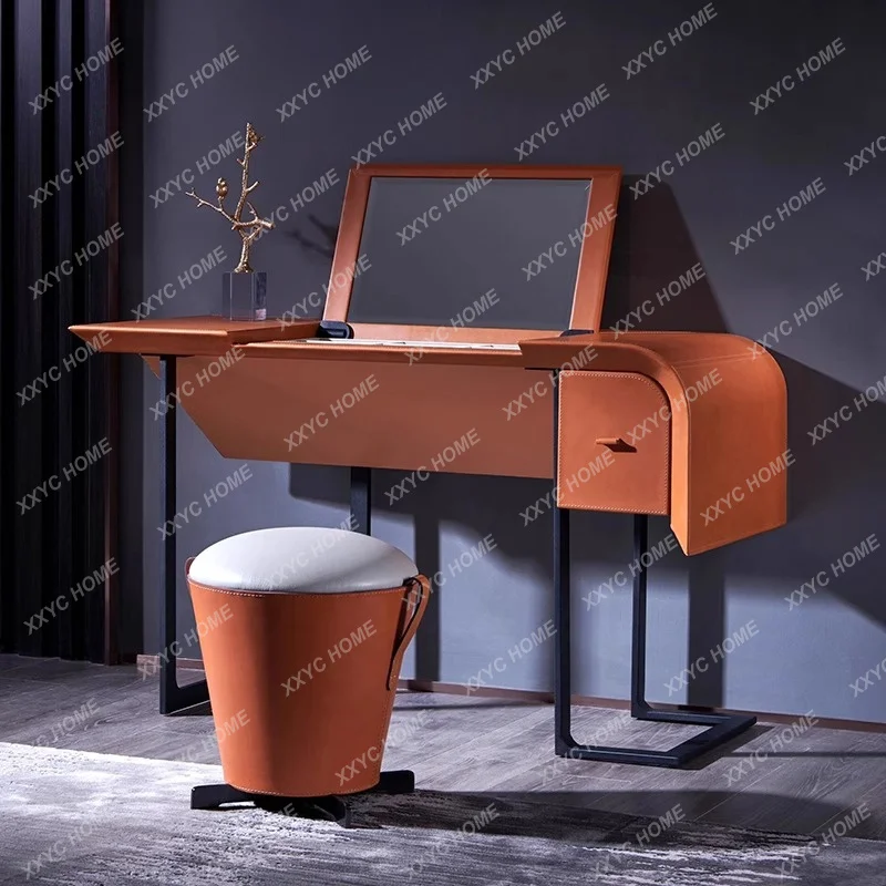 light luxury dresser with mirror mansion wooden creative orange modern luxury art makeup table