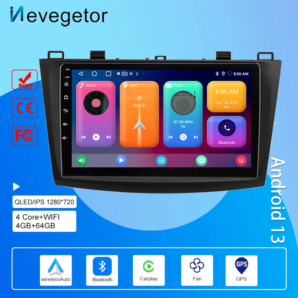 

For Mazda 3 2009-2013 Car Radio Multimedia Video Player Android Auto High-performance GPS Navigation BT WIFI Carplay No 2din DVD