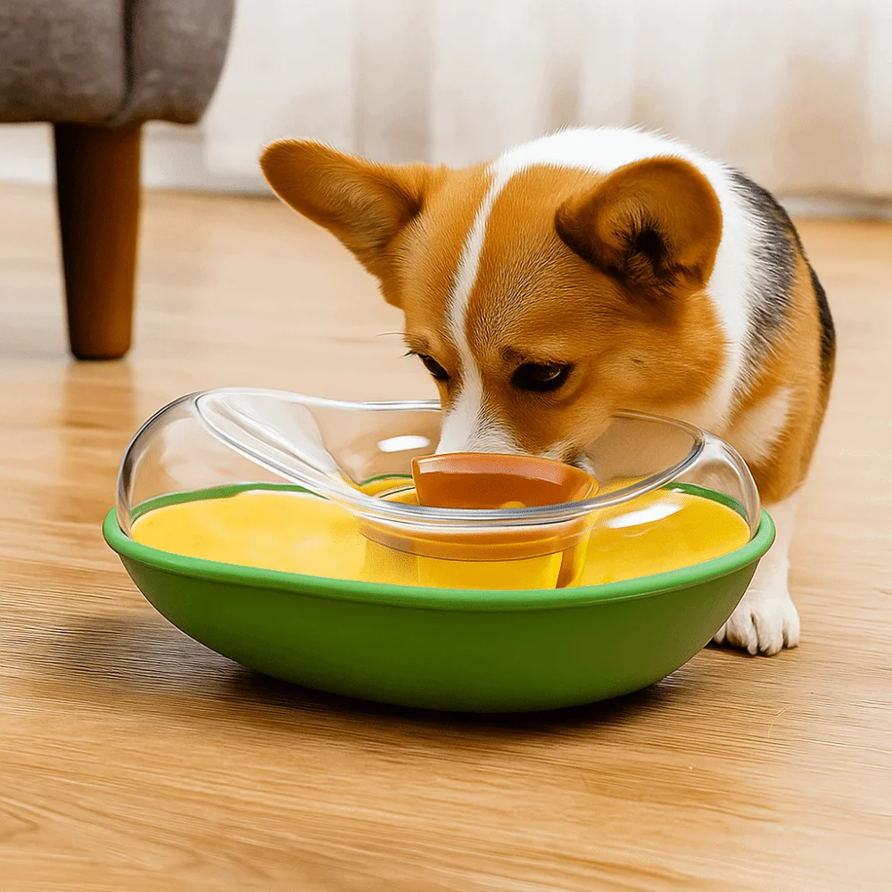 

Wear-resistant Avocado Dog Slow Feeder Adjustable Opening Spill Proof Dog Interactive Feeder Heavy Duty Pet Food Dispenser