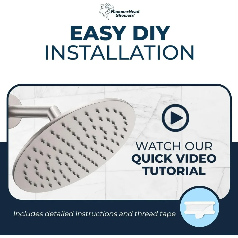 Solidny metalowy deszczownica prysznicowa 8 cali w wykończeniu szczotkowanego niklu do luksusowego wyposażenia łazienki, duży okrągły kształt z wysoką wydajnością przepływu 2