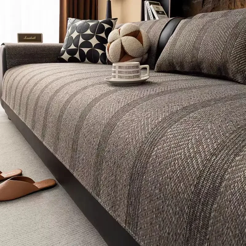 Nordic Twill Sofa Cover Non-slip All-inclusive Sofa Towel Slipcover Backrest Armrest Towel Anti-dirty L Shaped Couch Cushion