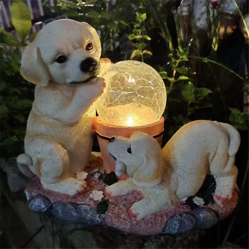 

Cute Cartoon Dog Solar Led Light Outdoor Garden Ornament Waterproof Resin Puppy Landscape Lawn Lamp Country House Decoration