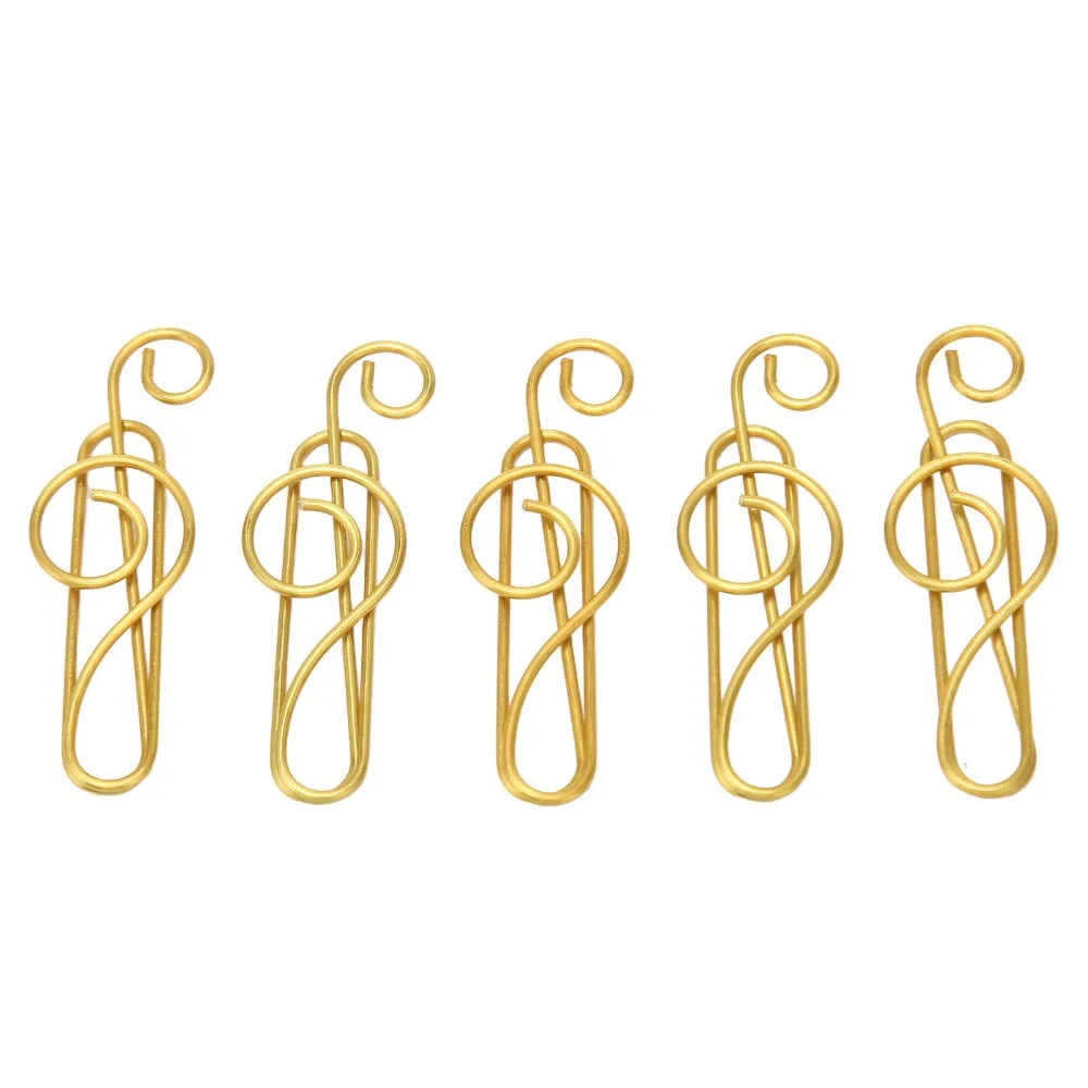 100 Pcs Music Note Shape Fancy Paperclips Anti Slip Gold/ Green Small Paper Clips with Storage Box Decorative Paperclips Office