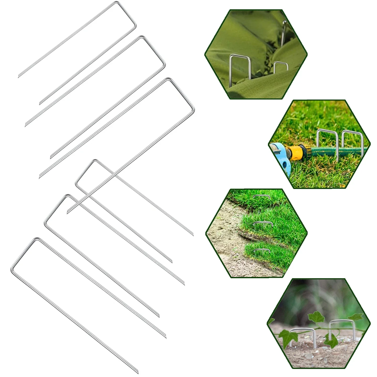 10/20pcs U-type Garden Staples Heavy-duty Fence Stakes Sod Pins Galvanized Landscape Spike for Holding Lawns Barrier Ground Nail
