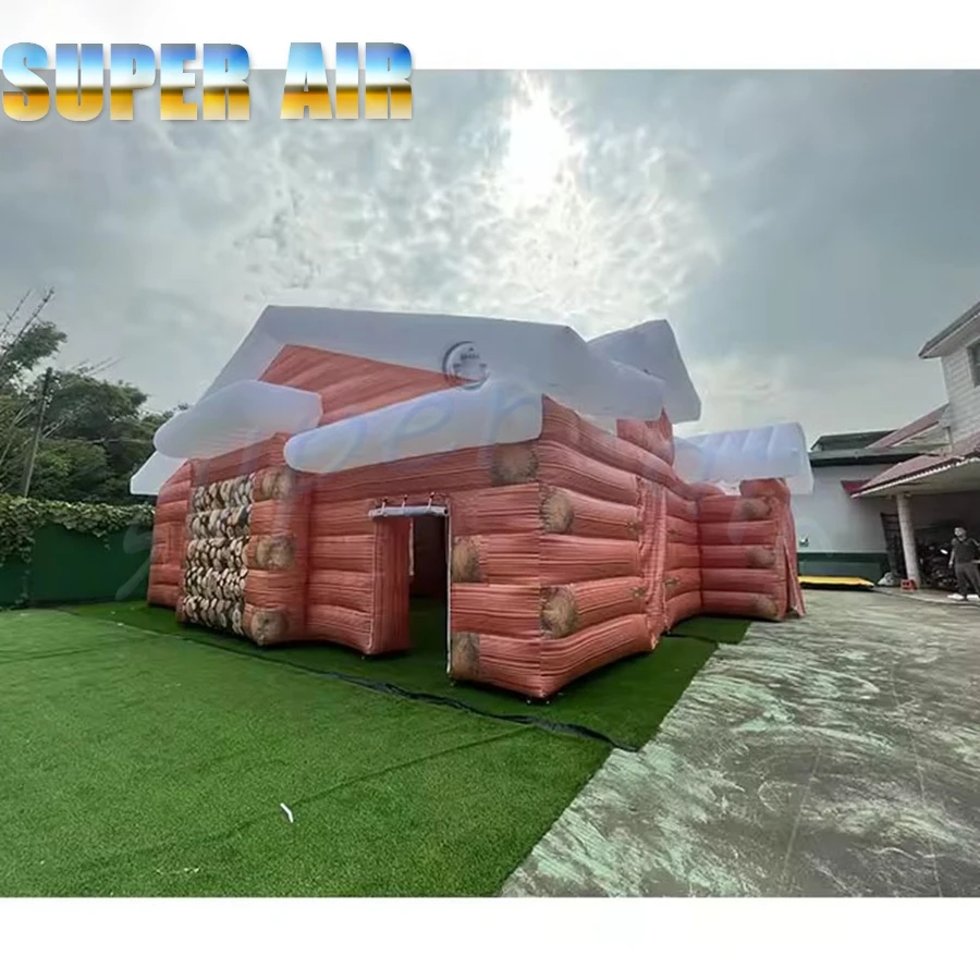 Giant Realistic Wood Pattern Inflatable Cabin Tent for Holiday Market & Festive Activities