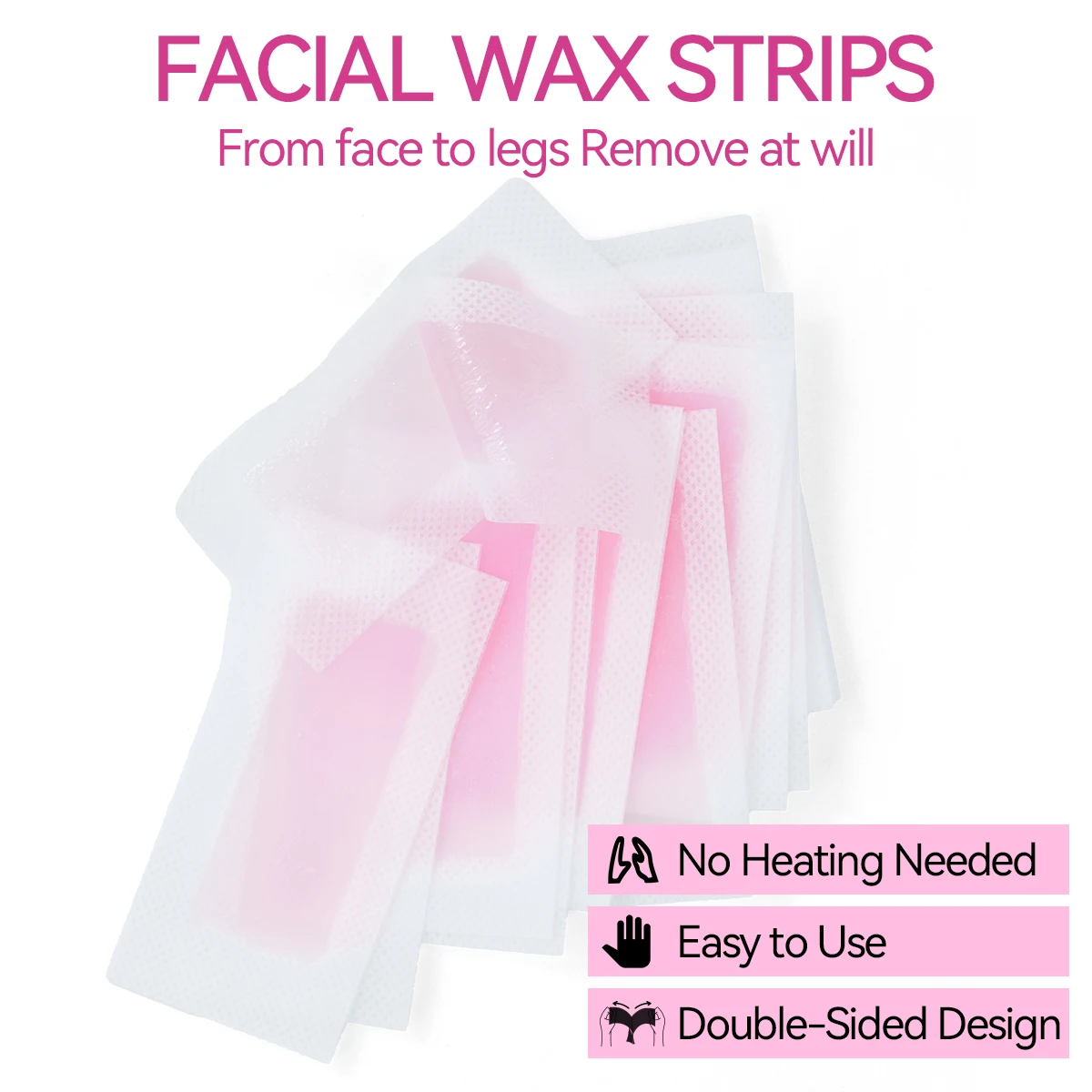 20 Sheets (10 Double-sided) Rose Scent Hair Removal Wax Strips, Facial & Body Depilatory Kit for Eyebrow, Upper Lip, Cheek, Fing