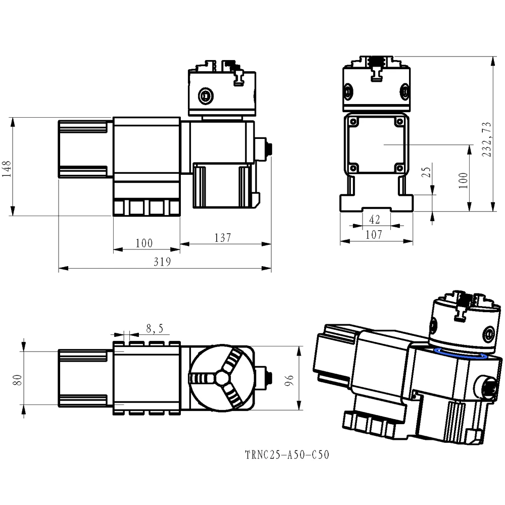 Harmonic Drive Reducer CNC 4th 5th A C Axis Rotary Axis Speed Reducing Ratio 50:1 NEMA34 86 Stepper Motor for Milling Machine