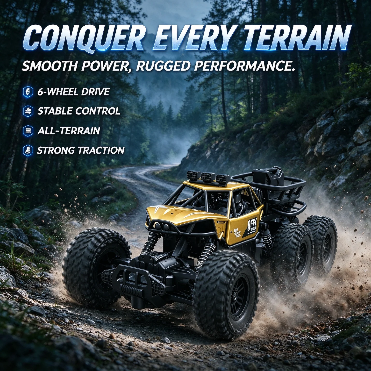 Large 6-Wheel RC Drift Car, 4WD Burst System with High-Efficiency Motor, Off-Road Climbing Toy Gift for Boys