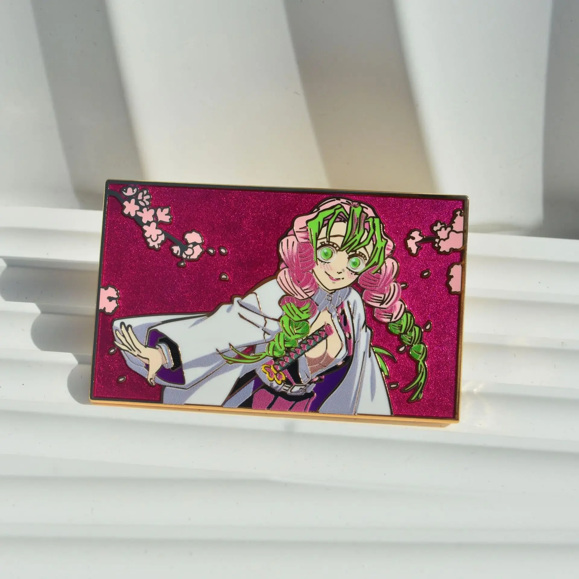 Anime Demon Slayer Badges Pendant Kanroji Mitsuri Kochou Shinobu Tokitou Muichirou Pins Kimetsu No Yaiba Brooches ACG Goods Toys view 3