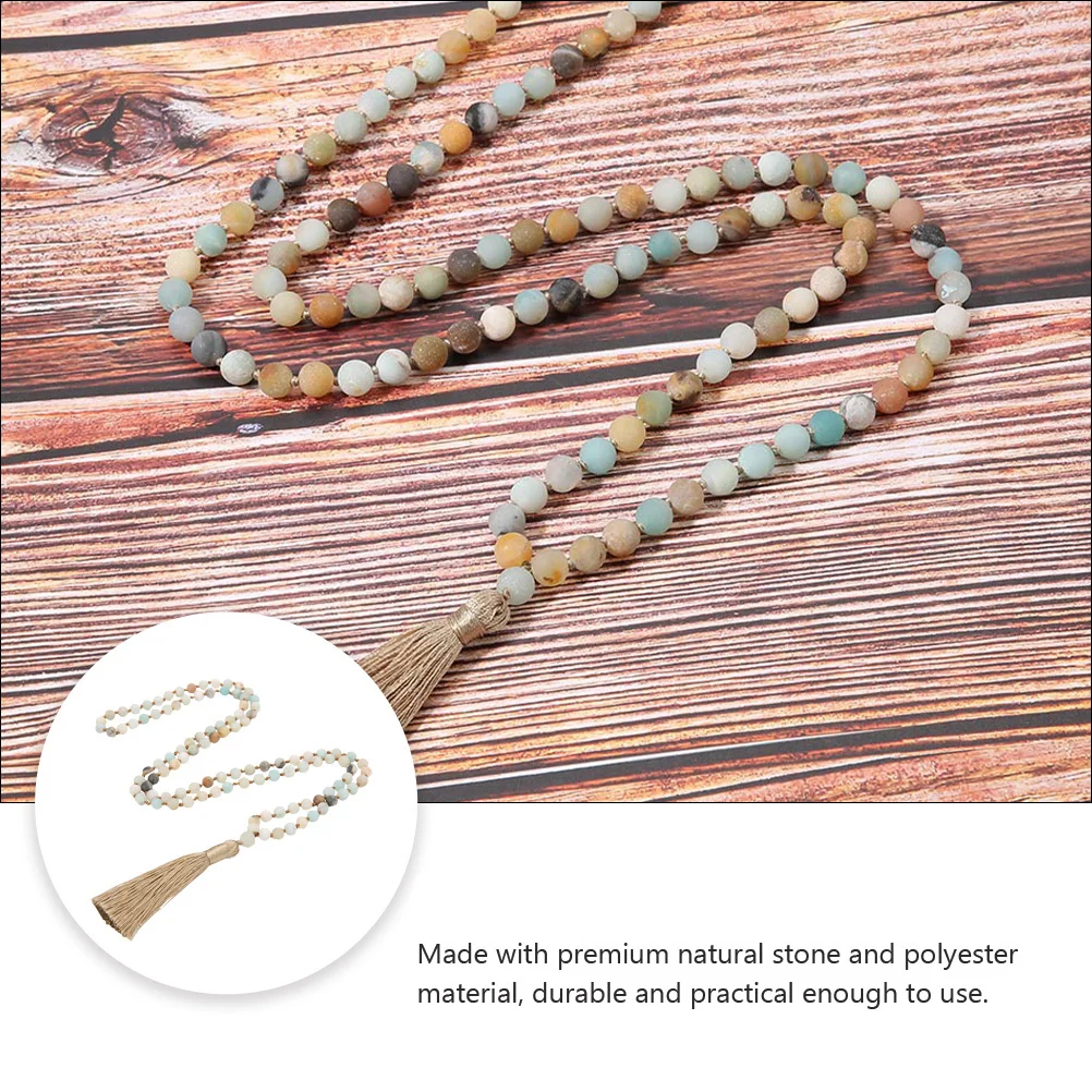 

1pc Beads Necklace Natural Stone Polyester Material Shiny Comfortable Wear Simple Structure Tassel Neck Chain For Women