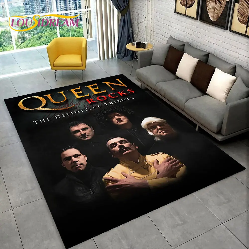 Freddie Mercury Queen-Rock-Band Area Rug,Carpet Rug for Living Room Bedroom Sofa Doormat Decoration, Kid Play Non-slip Floor Mat