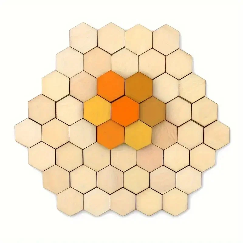 100pcs Wooden Hexagon Blank Slices, Wooden Disc Hanging Decoration Art Crafts for DIY Handmade Wedding Christmas