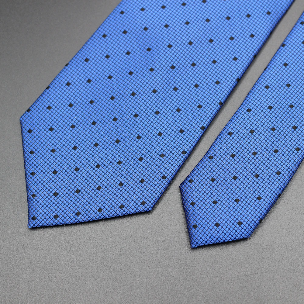 Men's Tie Classic Stripe Dot 7cm Jacquard Luxury Necktie Royal Blue Color Accessories Daily Wear Cravat Wedding Party Gift