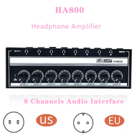 HA800 8 Channel Headphone amplifier Audio Stereo Amp Microamp Amplifier for Music Mixer Recording Ultra-Compact Sound amplifier