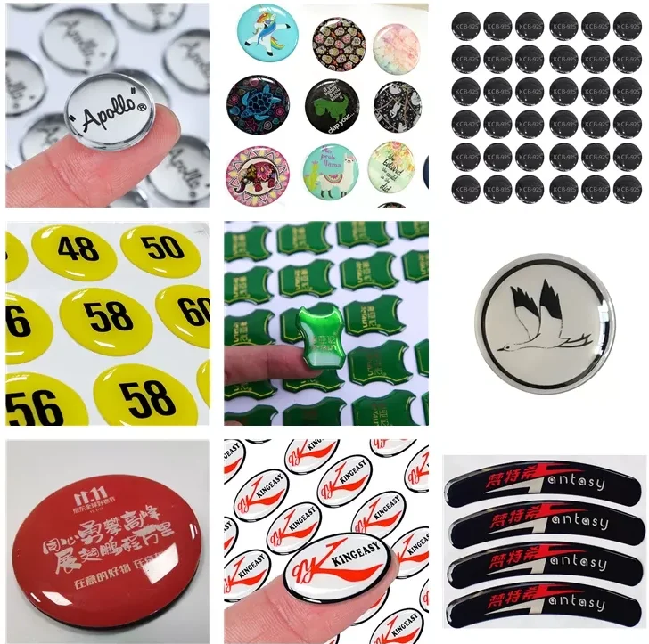 100 Stück Individuelle Epoxidharz-Aufkleber Farbiger Druck Etikett Ihrer Eigenen Marke 3D Auto-Etikett – Detail 2