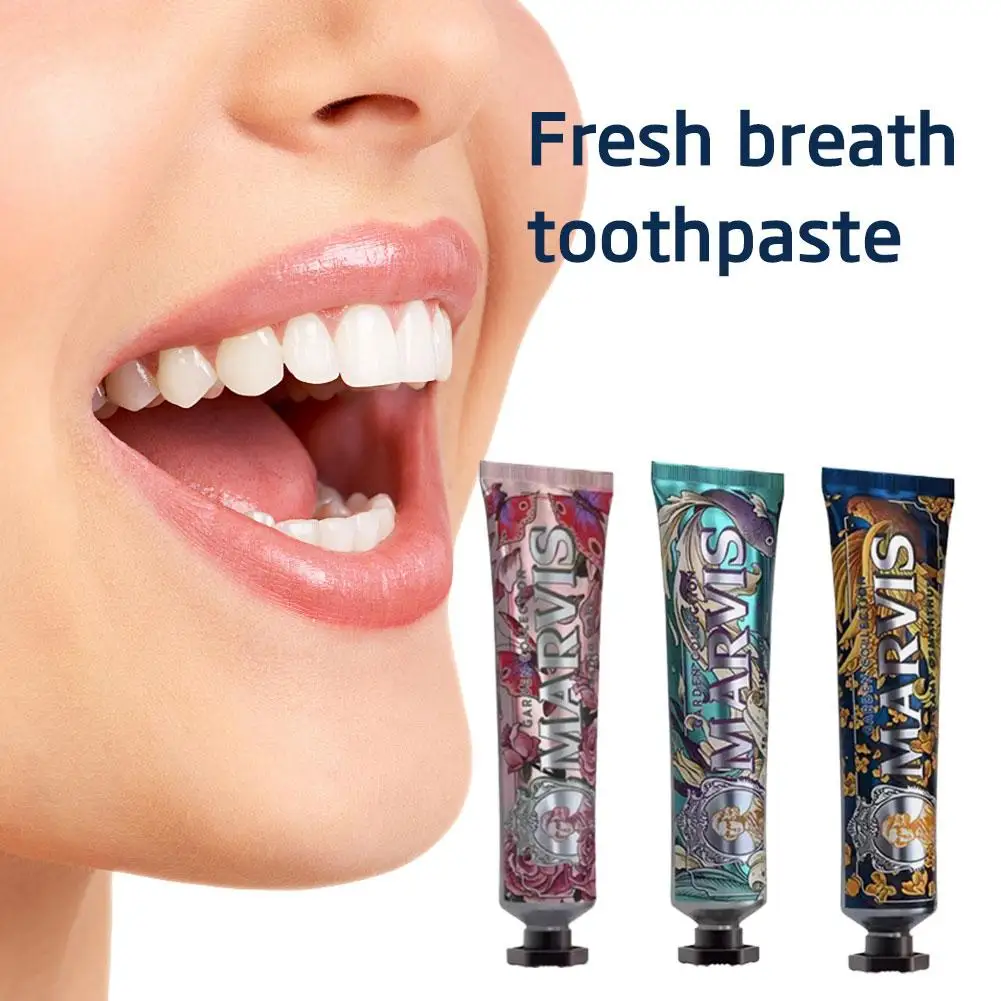 Original 75ml Italia Marvis pasta de dientes blanqueamiento menta refrescar el aliento eliminar manchas de humo pasta de dientes blanqueamiento dental