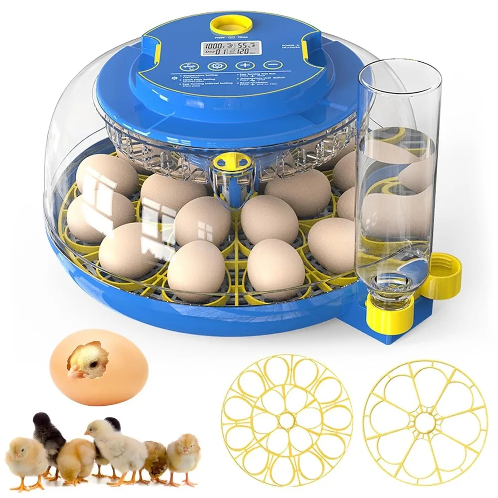 Turner automático para huevos con capacidad para 18 huevos y control de humedad - 360 ° Ver incubadora de huevos