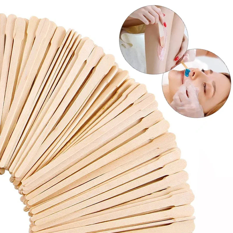 100pcs/bag High Quality Wooden Wax Applicator Sticks Hair Remover Special One-Time Face Eyebrows Body Hair Removal Wiping Stick