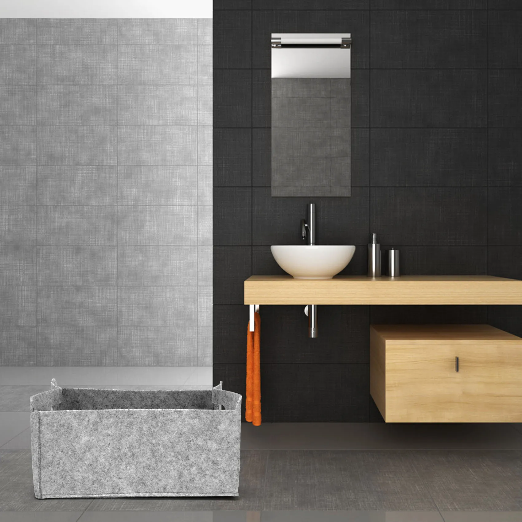 HOHO 2Pcs Felt Storage Basket/Bin with Handles, & Convenient Storage Solution